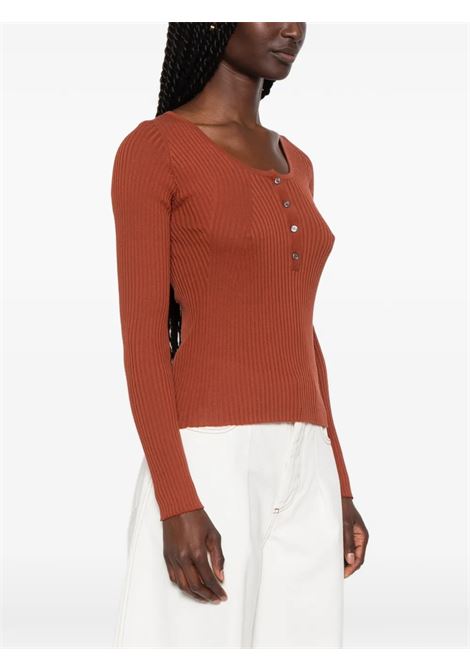 maglia serafino donna mattone ROBERTO COLLINA | 261FXA0821555